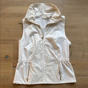 Chico's Zenergy White Hooded Vest with Cinched Waist